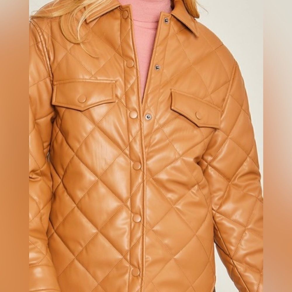 new leather effect quilted overshirt